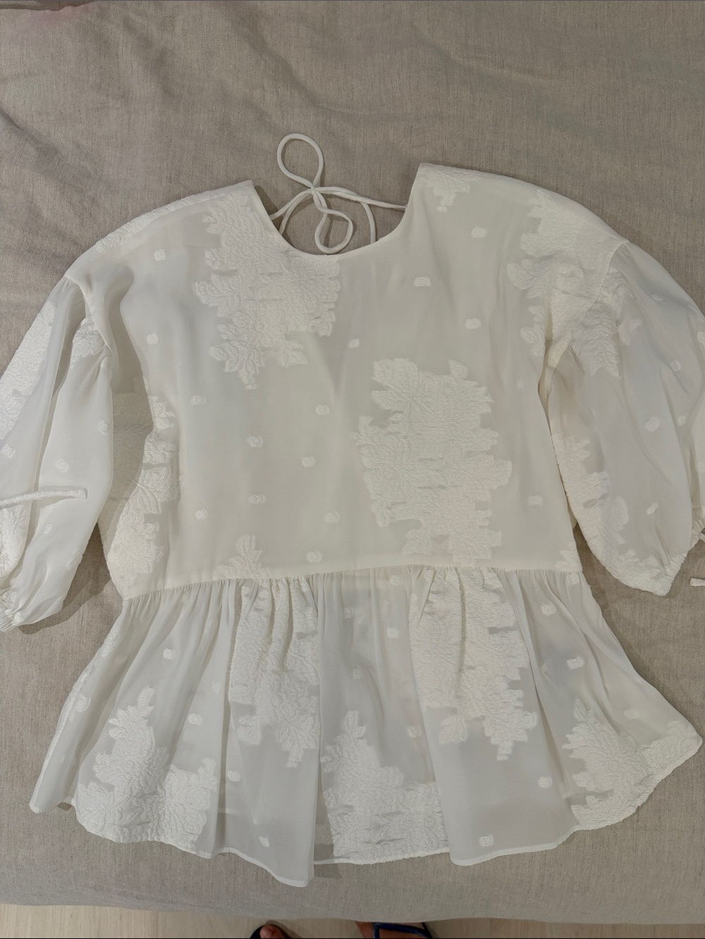 Ted Baker White Embroidered Peplum Top